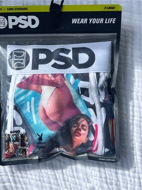 PSD Men's Boxer Briefs - White Waistband with Multicolor Graphic
